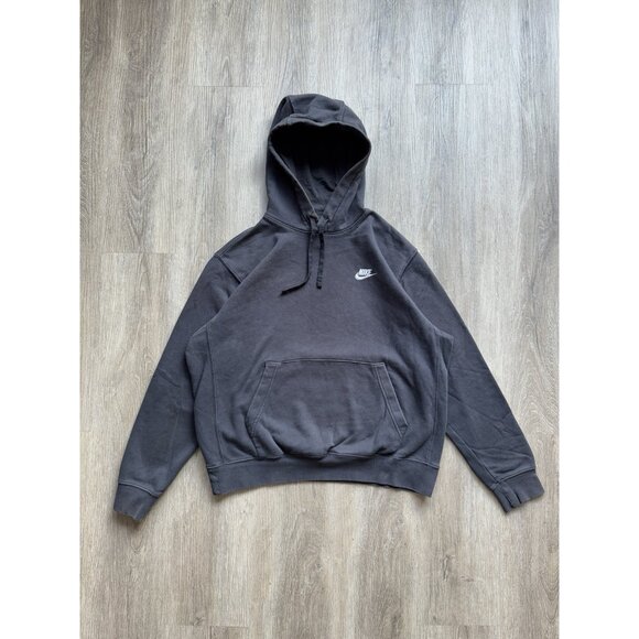 Rare Vintage Y2K Nike Swoosh Black Hoodie Sports Streetwear Gym Run Medium Yoga - Picture 1 of 8